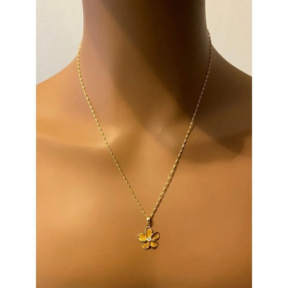 925 Plumeria on 14k Twisted Chain‎